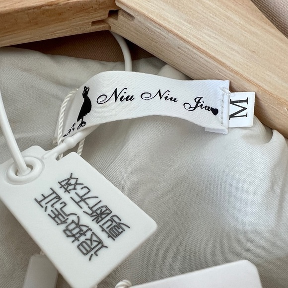 Women Doll Collar Breaded A-Line Elegant Two-Tone Pearl Trim Maxi Dress – Size M - Picture 10 of 13